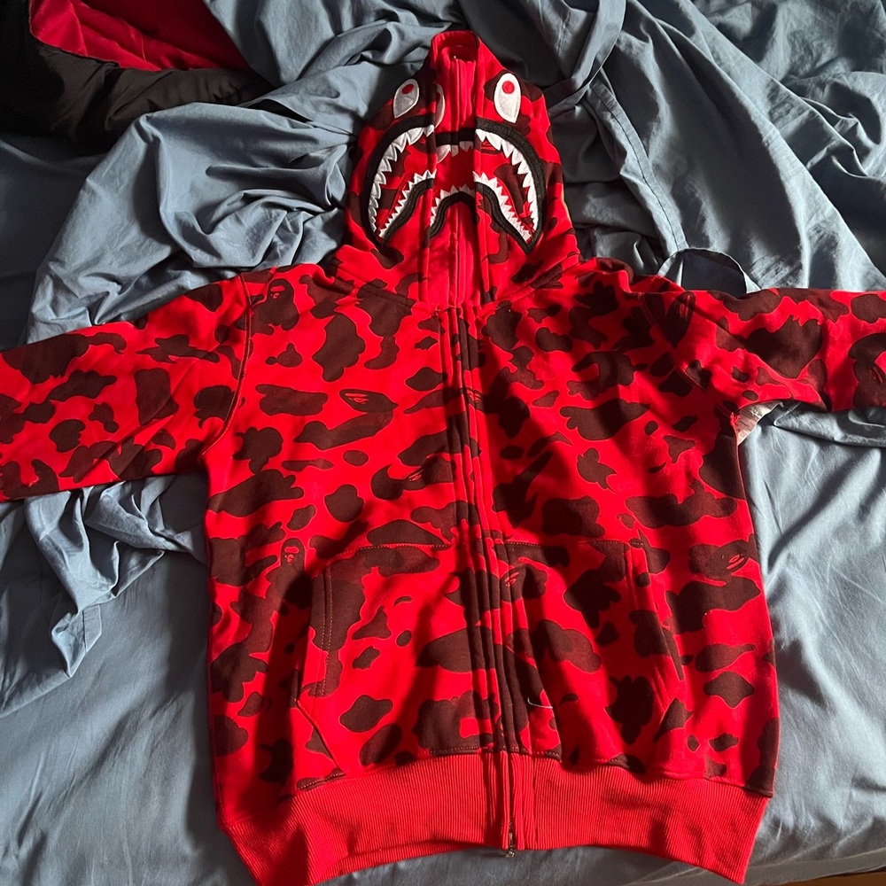 Bape Red Camo double hoodie